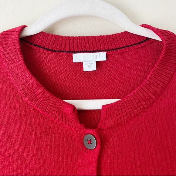 J. Jill | Wool Blend Long Duster Cardigan Sweater Buttons Fall Cozy Red XS - Picture 2 of 6